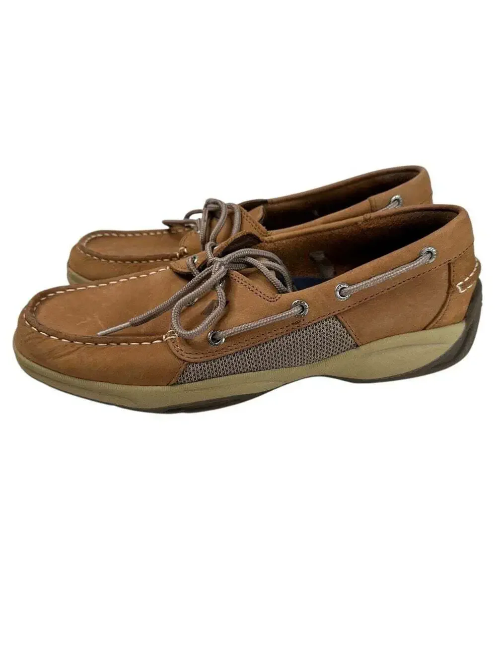 Sperry Intrepid 2-Eye Boat Shoes Tan Leather Size 10 Nautical Slip On Deck Mens